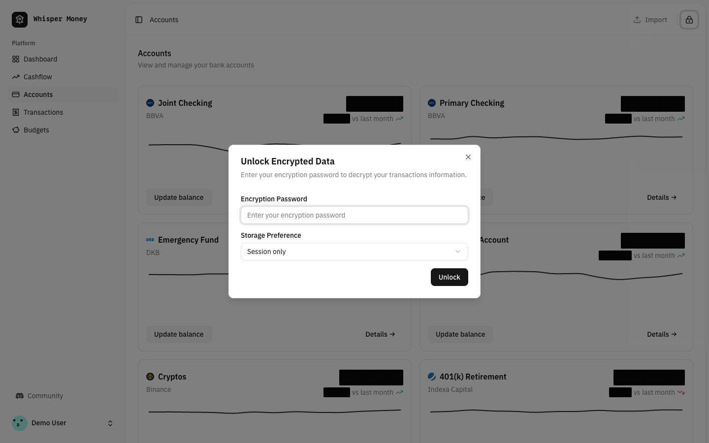 Your data encrypted and private