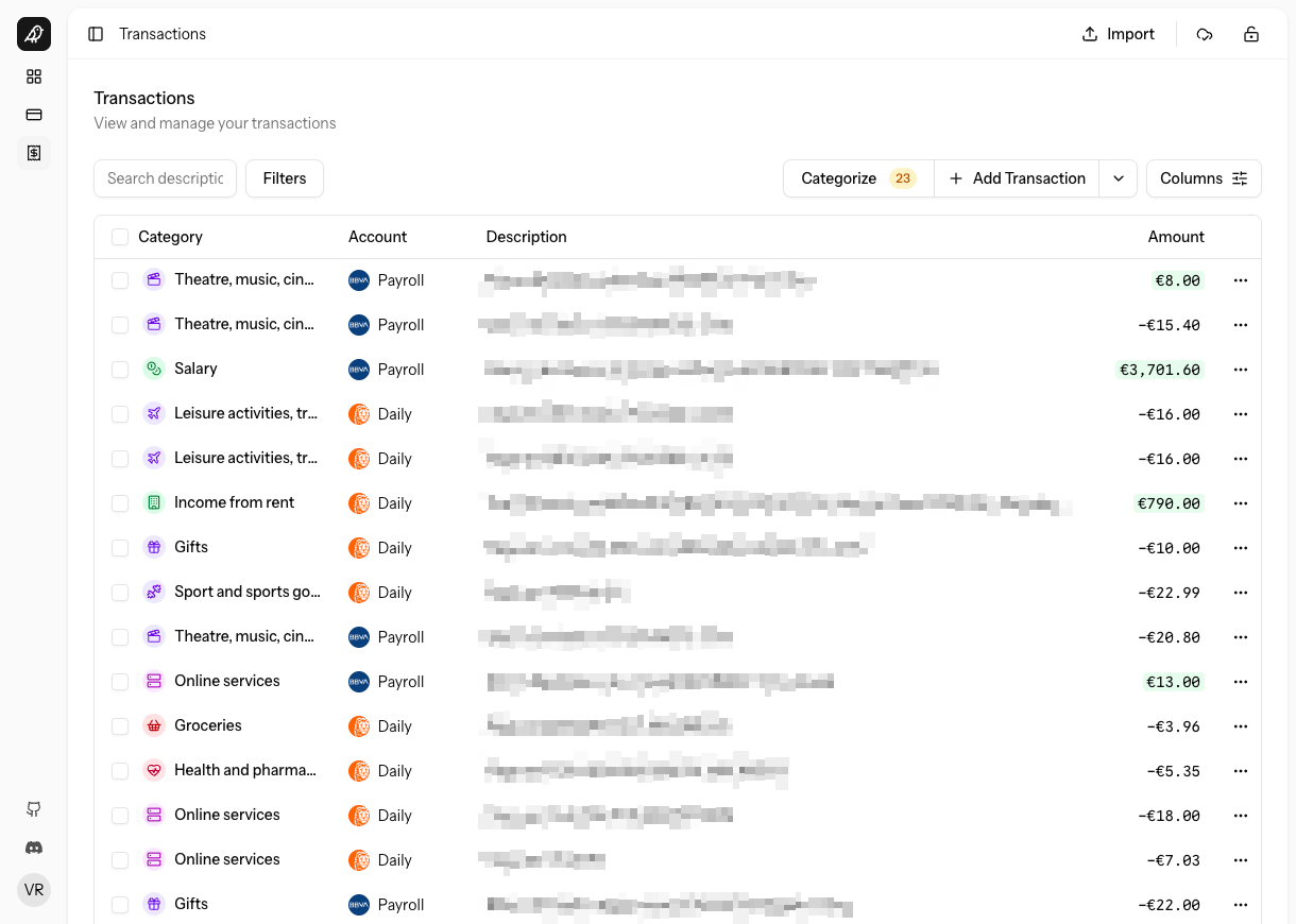 Transactions encrypted